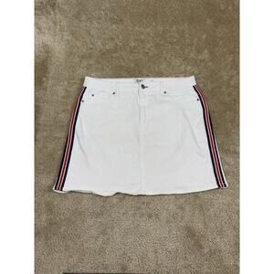 EV1 White Denim Mini Skirt Size 16 Racing Stripes Alex Relaxed Vintage B016